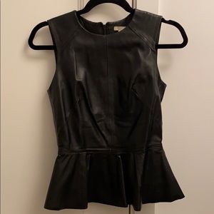 Butter soft leather sexy peplum black top H&M